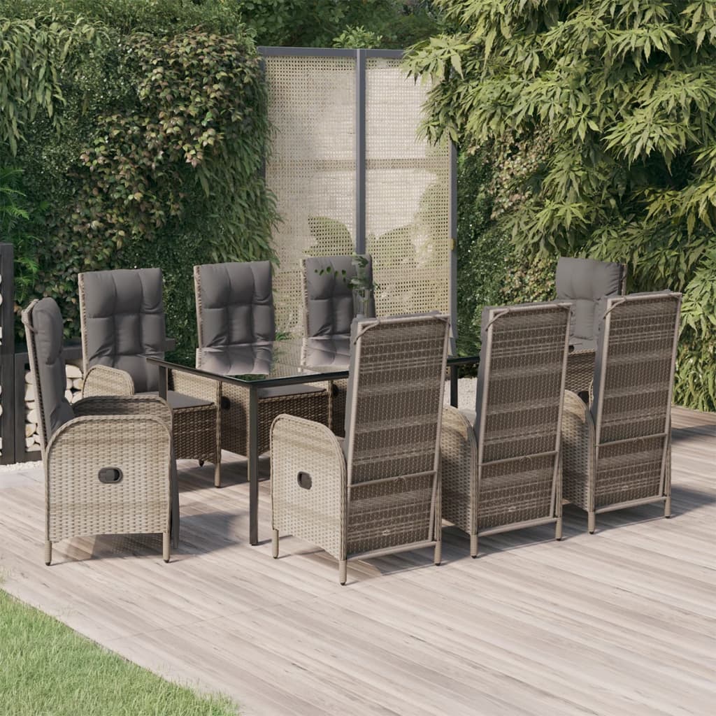 5 Piece Patio Dining Set With Cushions Black And Poly Rattan