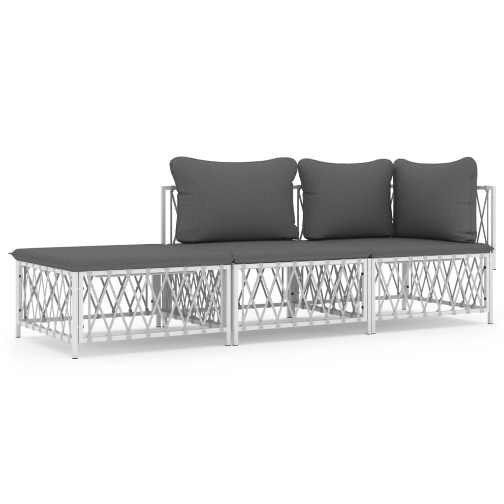 3 Piece Patio Lounge Set With Cushions Steel