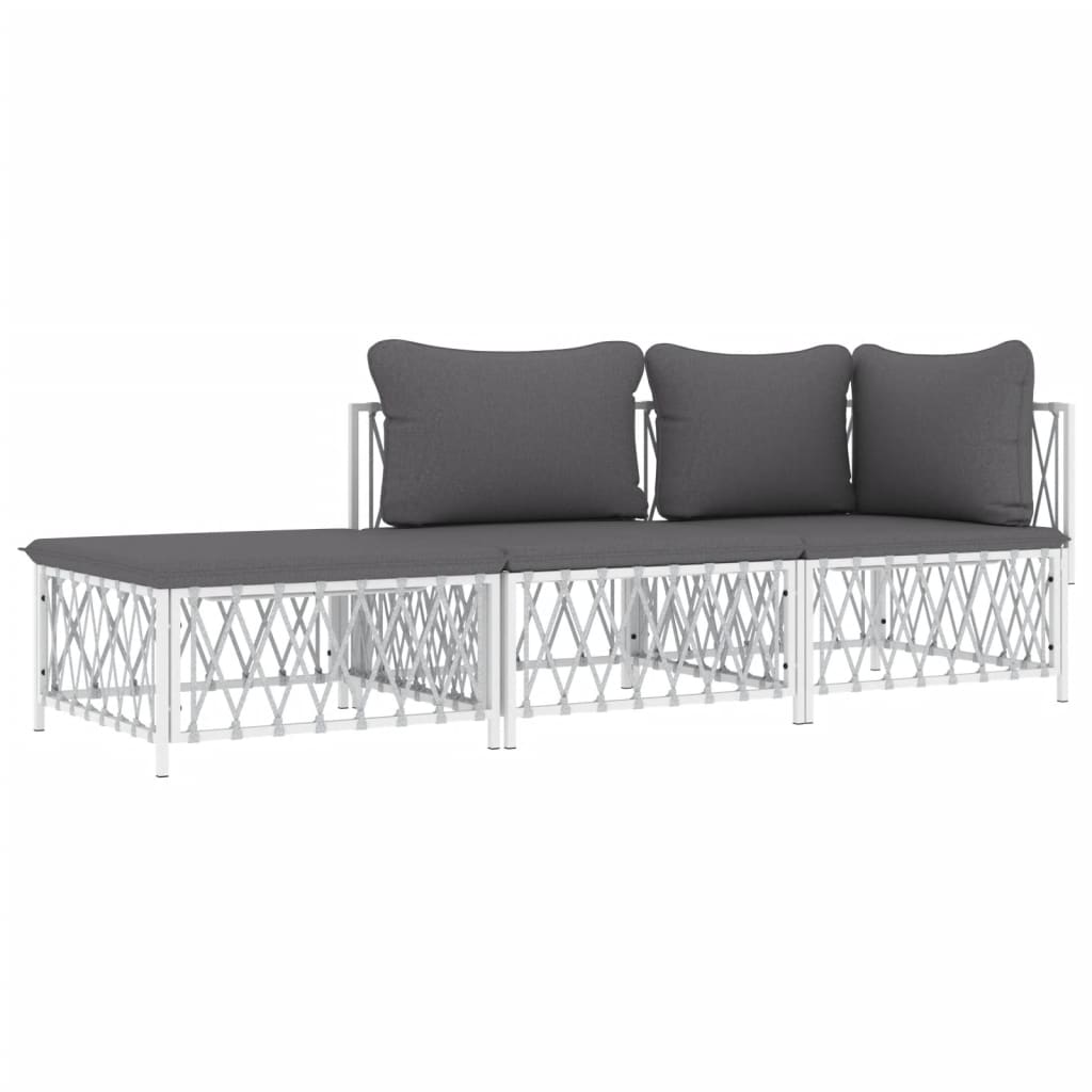 3 Piece Patio Lounge Set With Cushions Steel