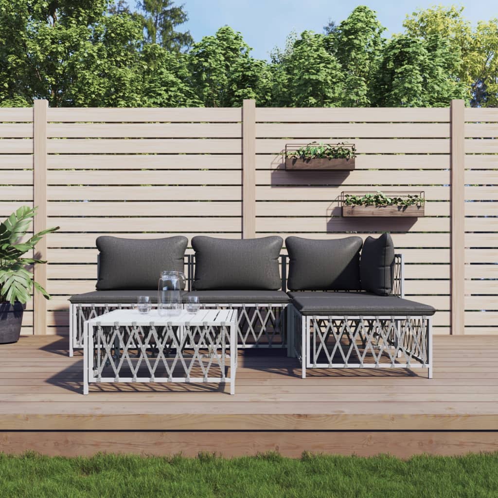 3 Piece Patio Lounge Set With Cushions Steel