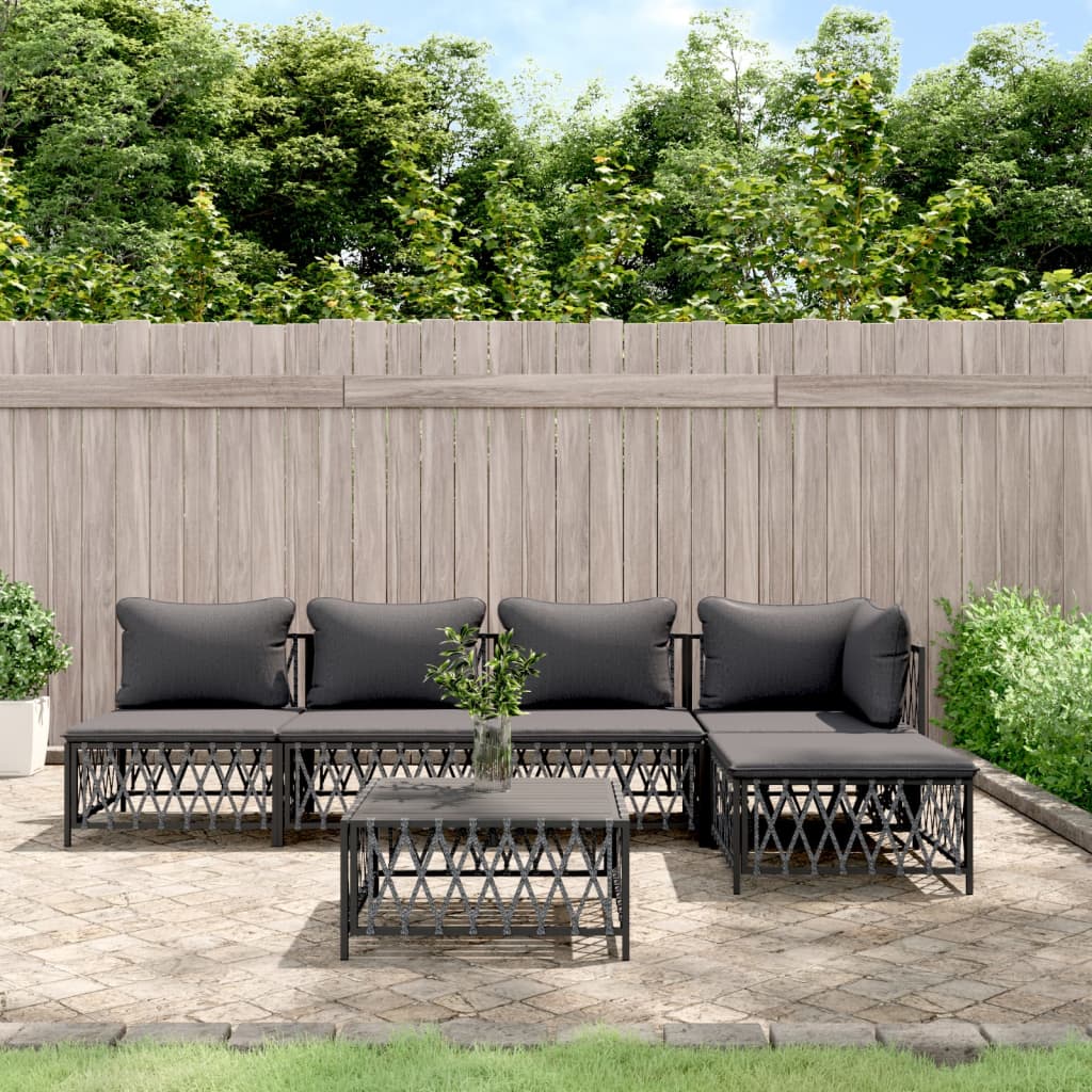 3 Piece Patio Lounge Set With Cushions Steel