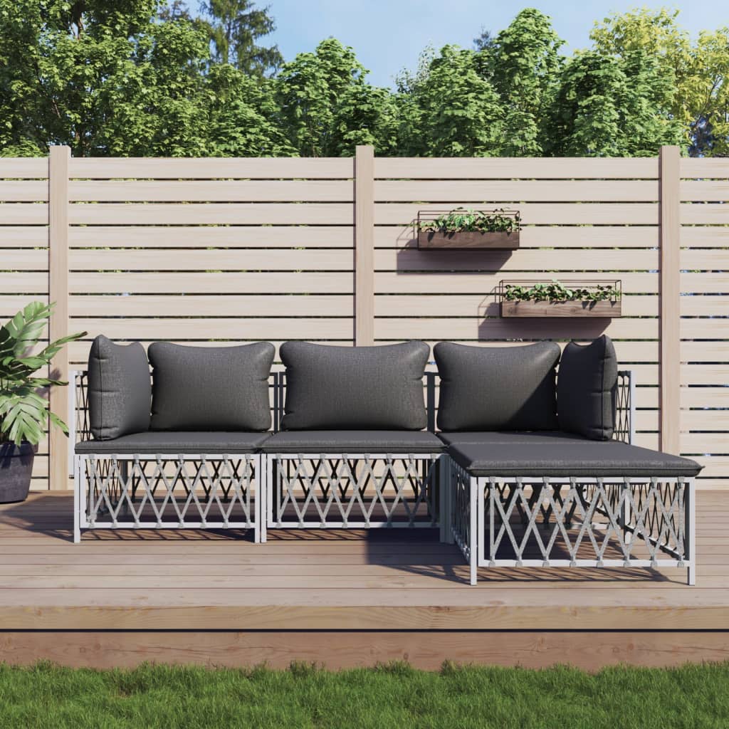 3 Piece Patio Lounge Set With Cushions Steel