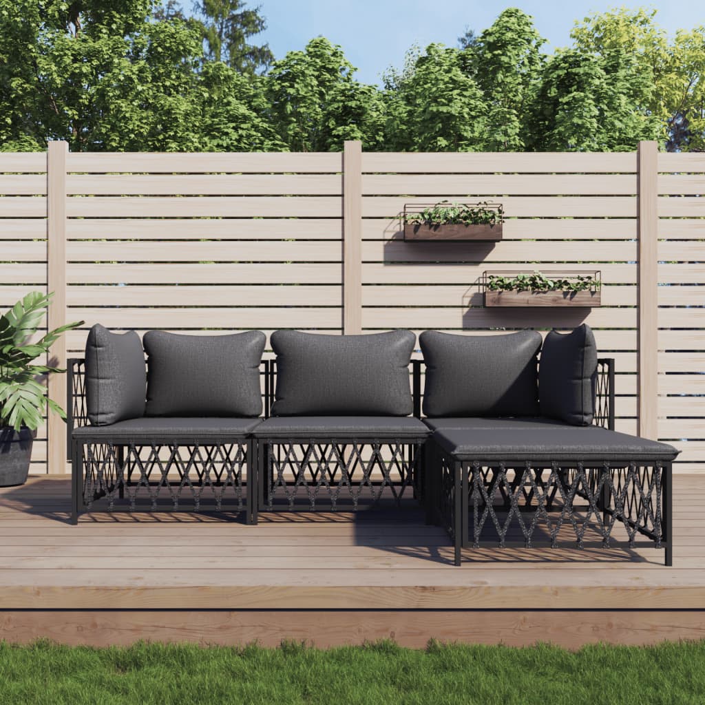 3 Piece Patio Lounge Set With Cushions Steel