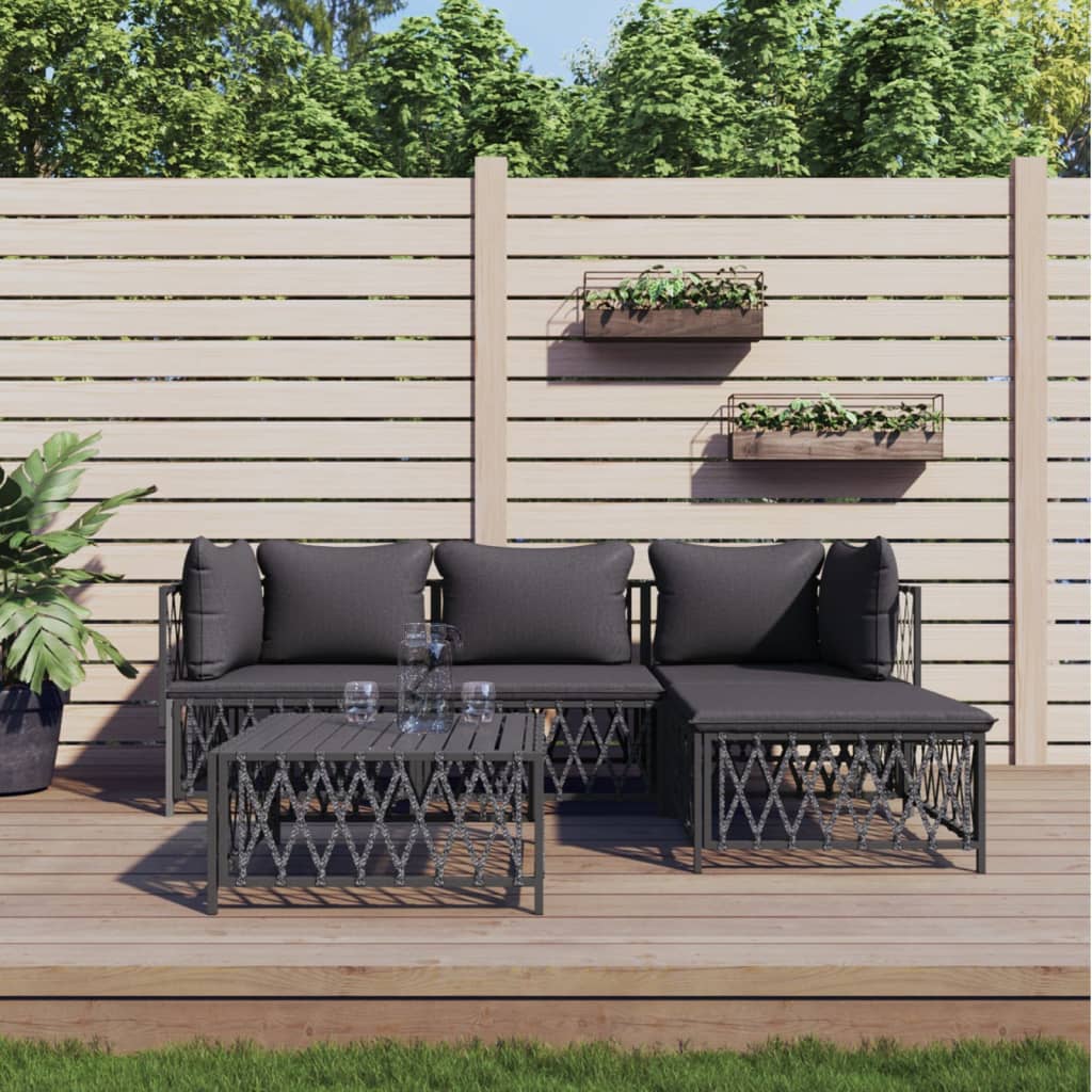 3 Piece Patio Lounge Set With Cushions Steel