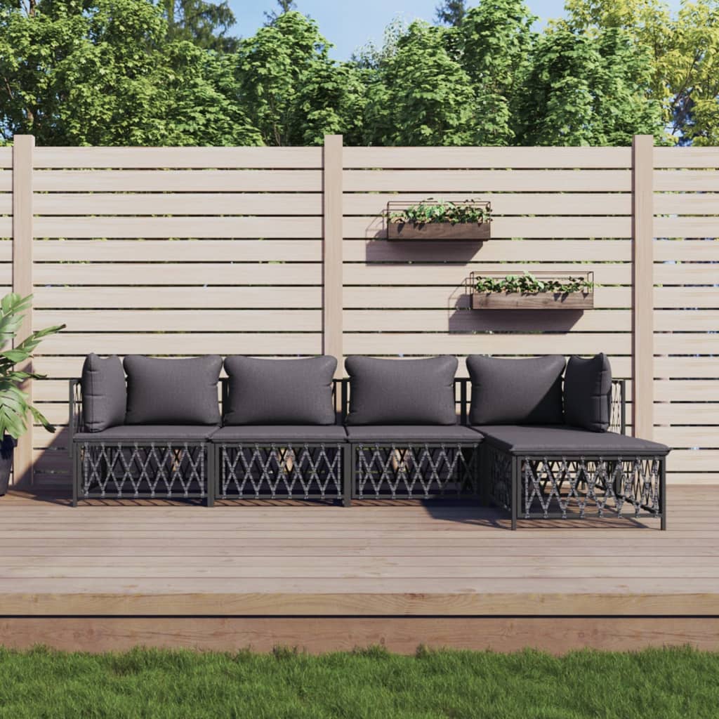 3 Piece Patio Lounge Set With Cushions Steel