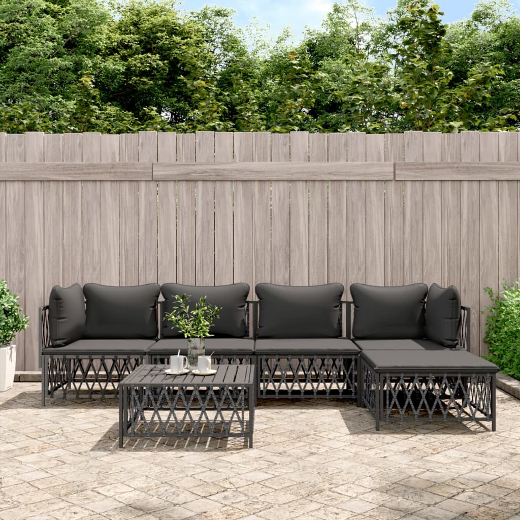 3 Piece Patio Lounge Set With Cushions Steel