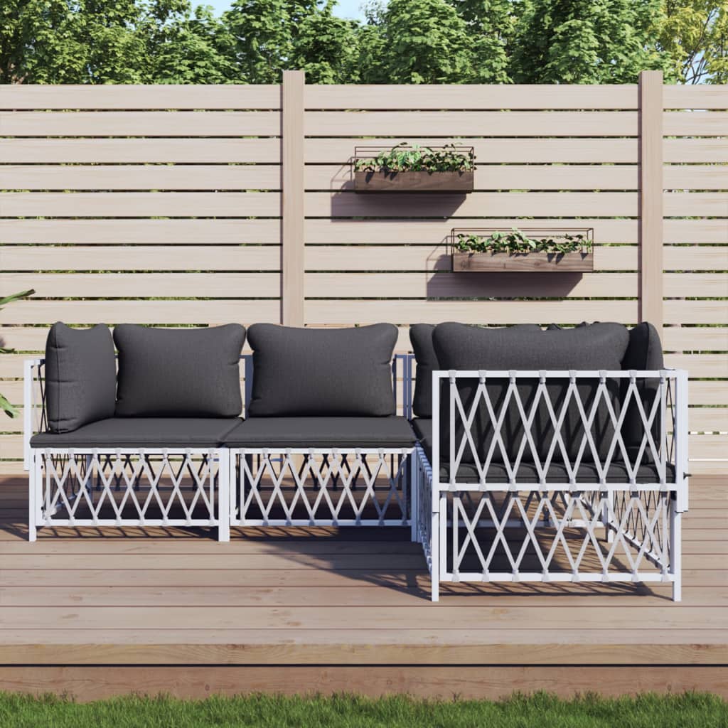 3 Piece Patio Lounge Set With Cushions Steel