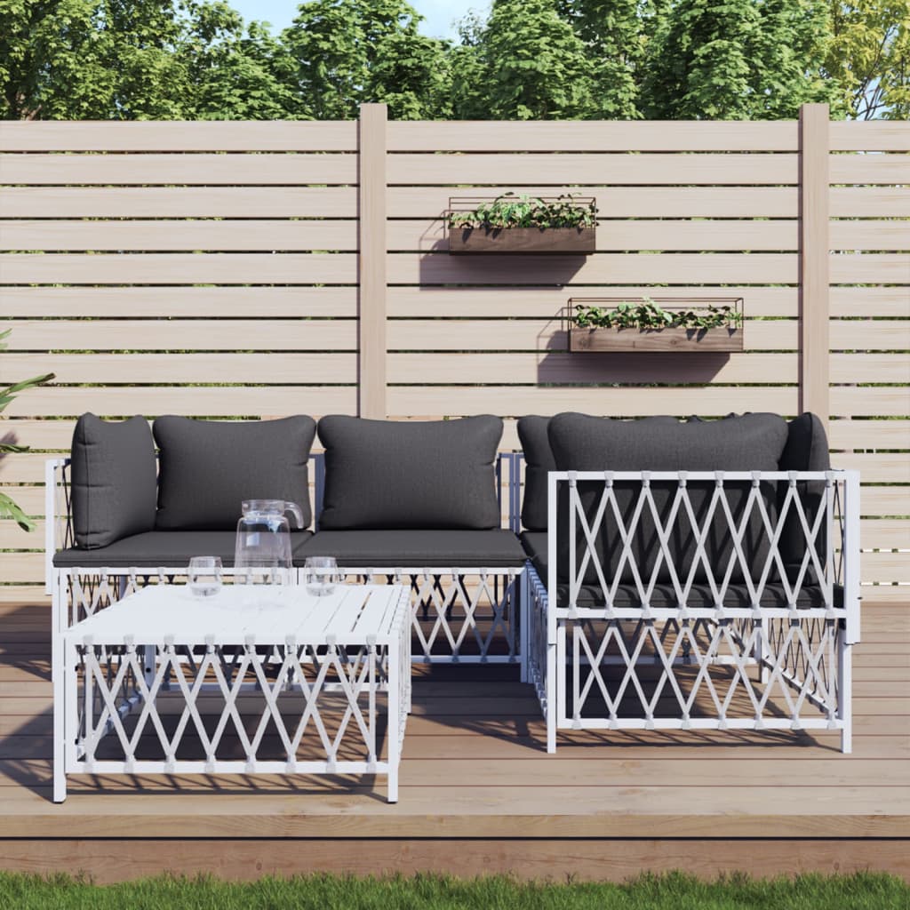 3 Piece Patio Lounge Set With Cushions Steel