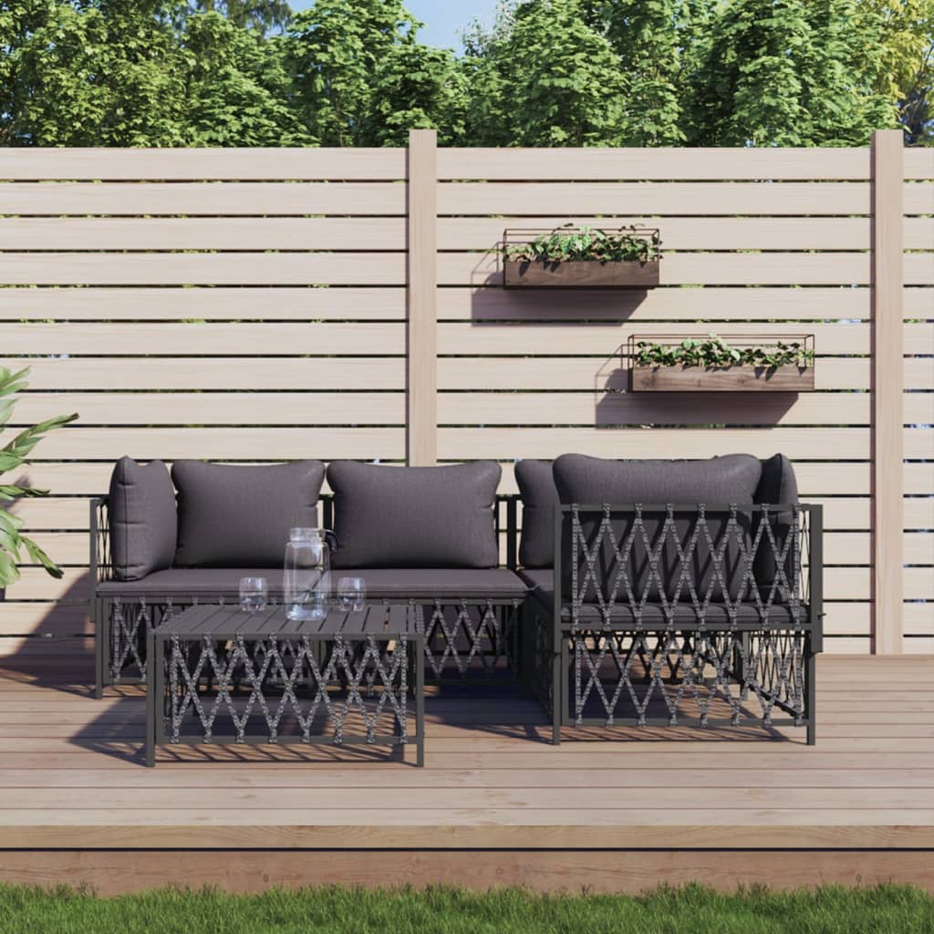 3 Piece Patio Lounge Set With Cushions Steel