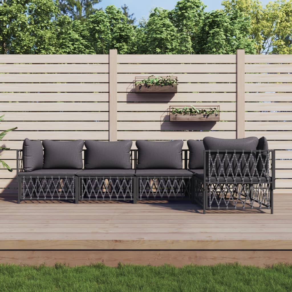 3 Piece Patio Lounge Set With Cushions Steel