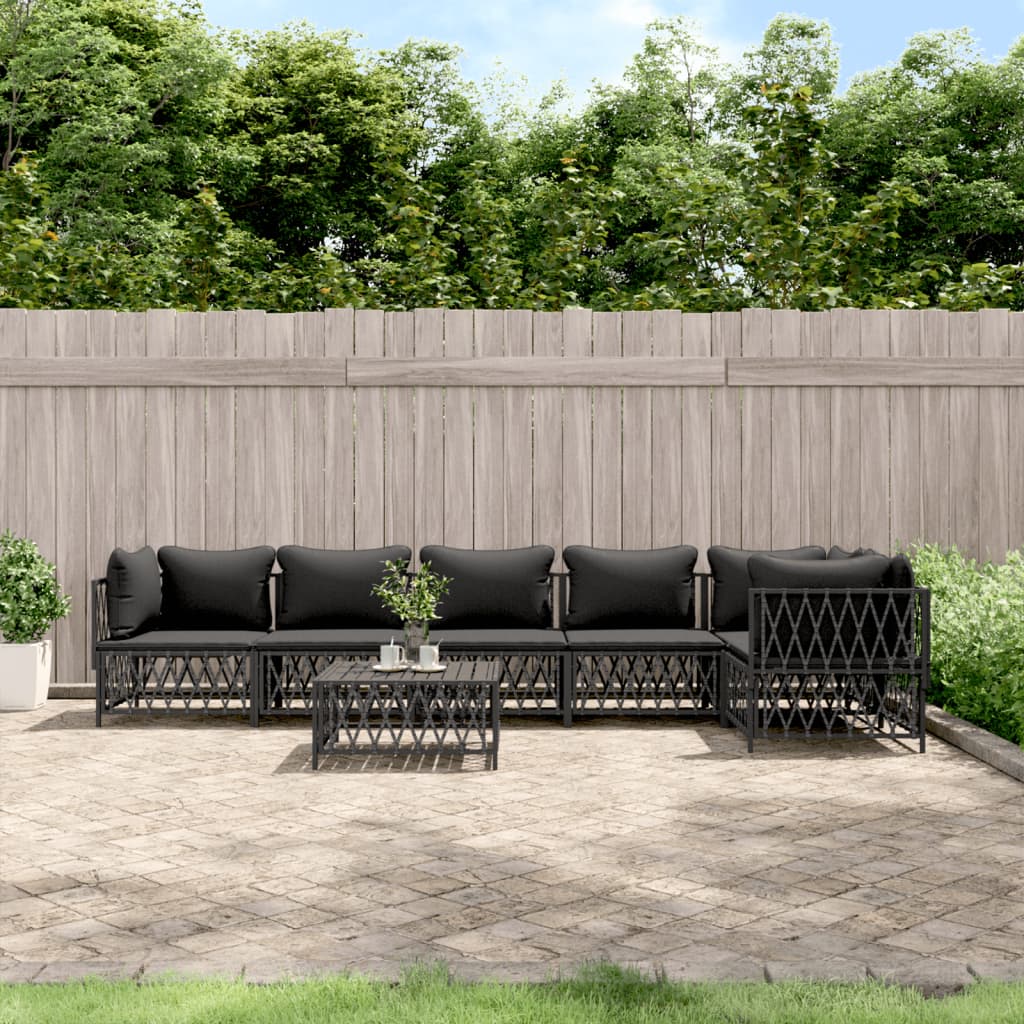 3 Piece Patio Lounge Set With Cushions Steel