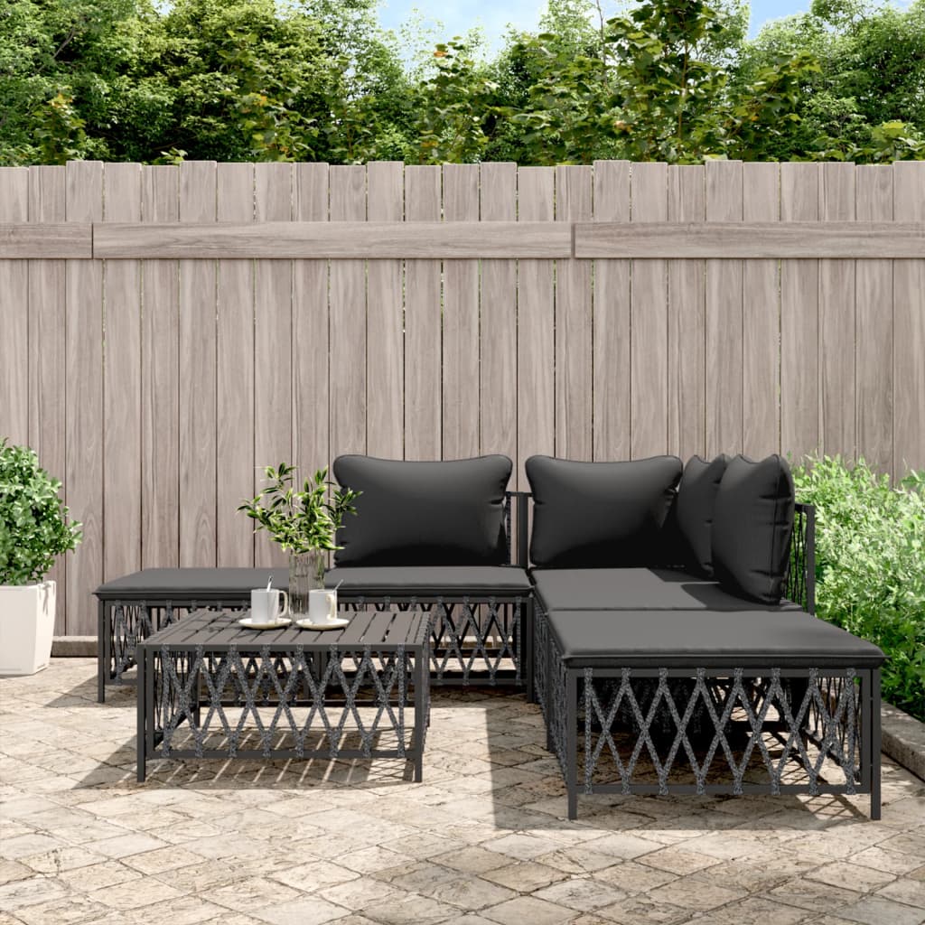 3 Piece Patio Lounge Set With Cushions Steel