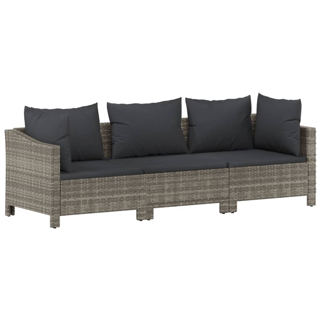 3 Piece Patio Lounge Set With Cushions Gray Poly Rattan