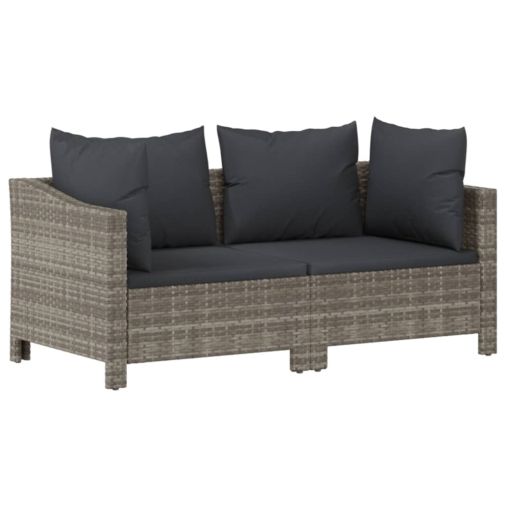 3 Piece Patio Lounge Set With Cushions Gray Poly Rattan