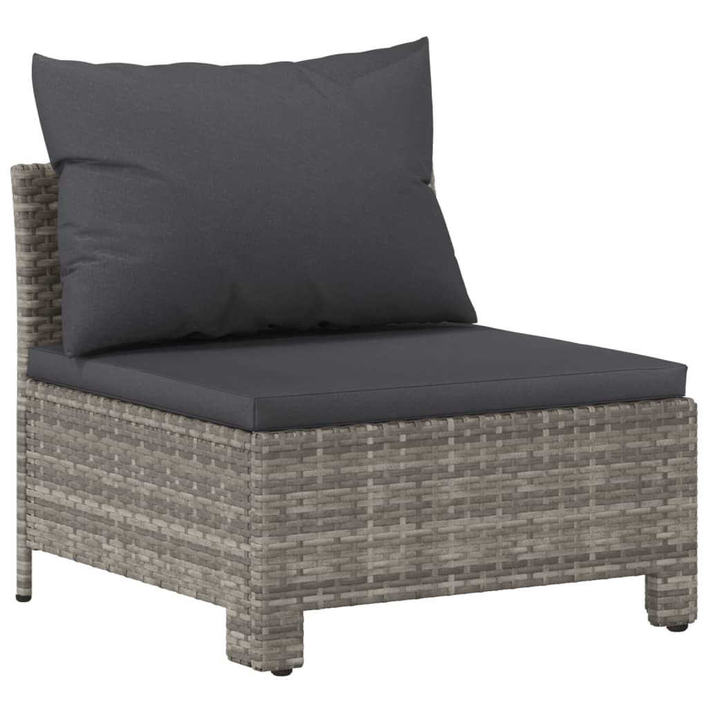 3 Piece Patio Lounge Set With Cushions Gray Poly Rattan