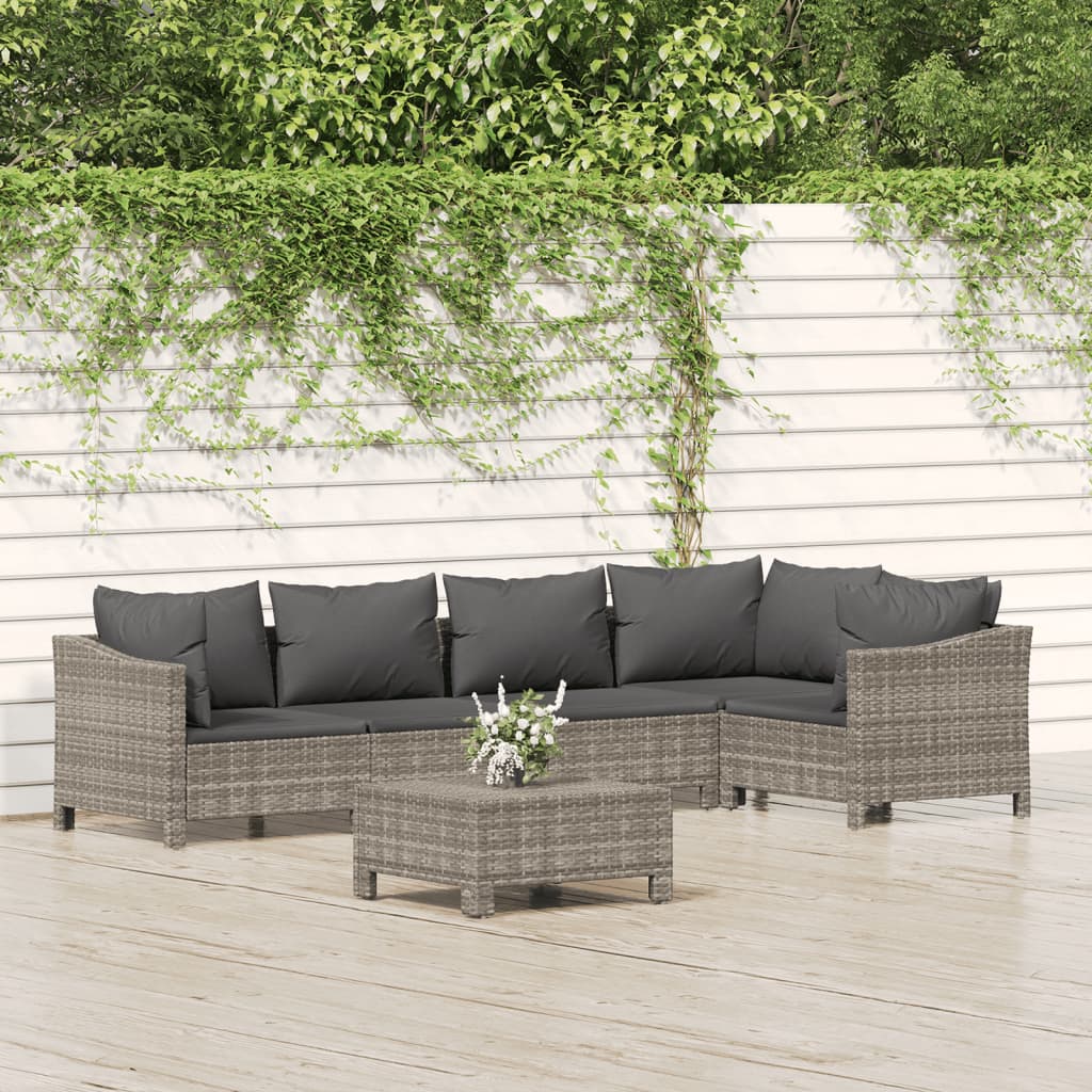 4 Piece Patio Lounge Set With Cushions Gray Poly Rattan