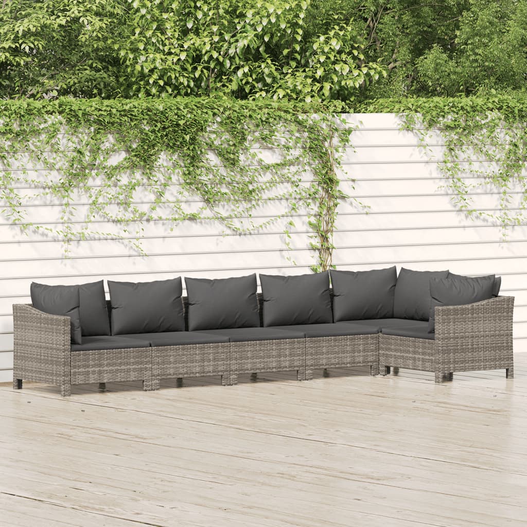 4 Piece Patio Lounge Set With Cushions Gray Poly Rattan