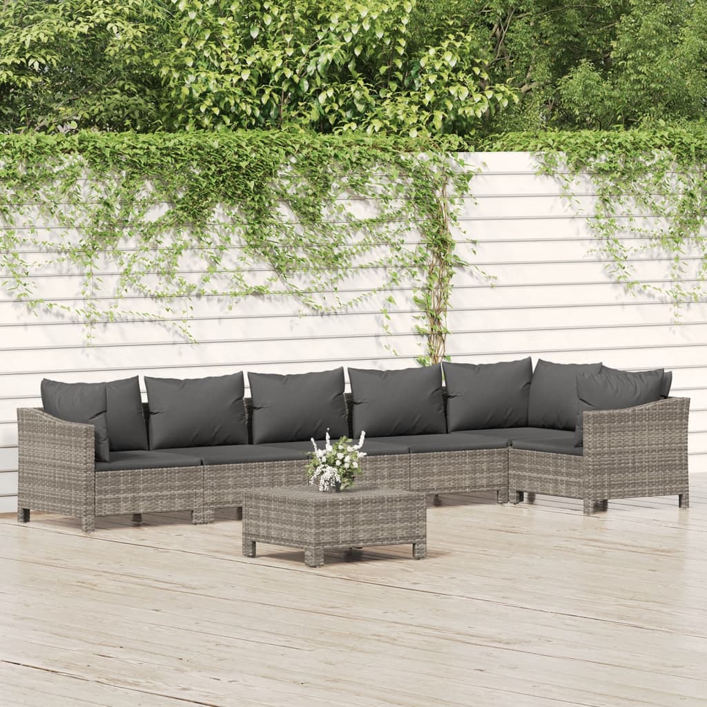 4 Piece Patio Lounge Set With Cushions Gray Poly Rattan