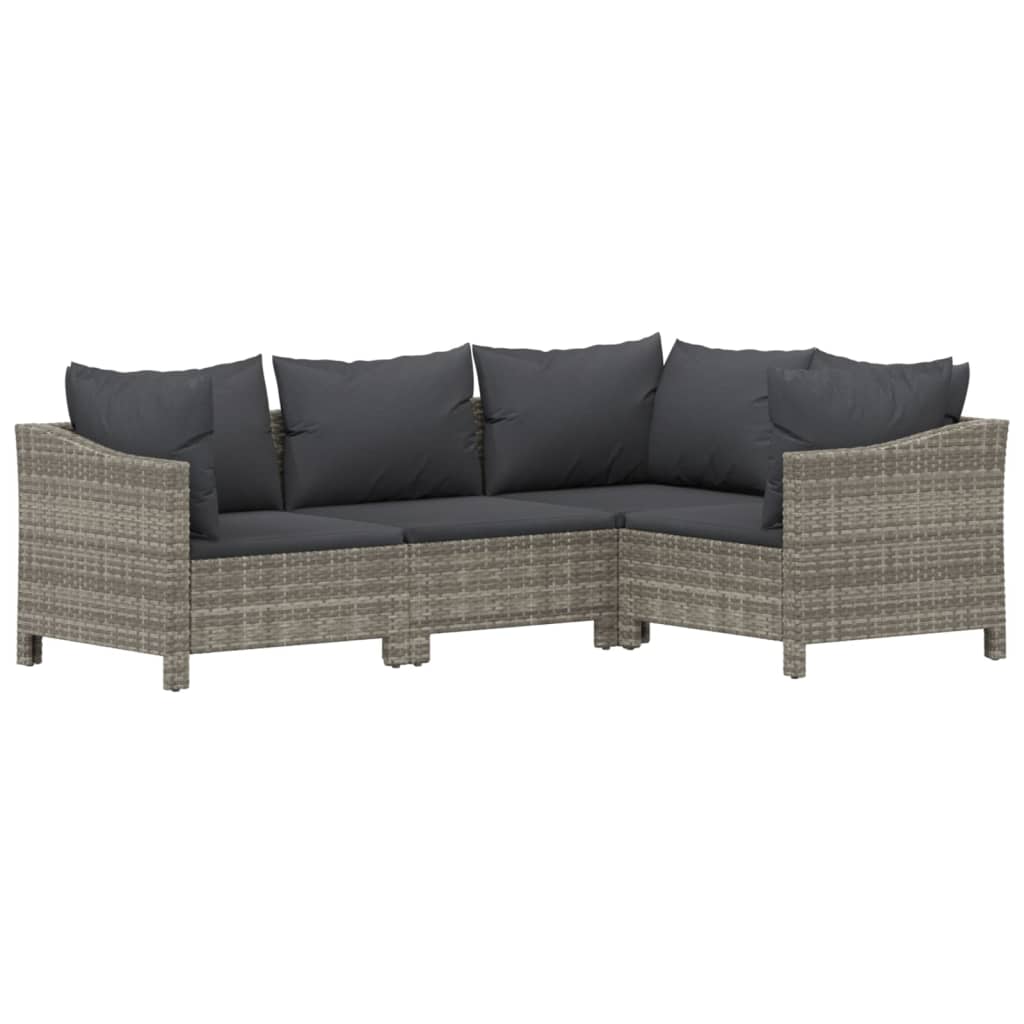 6 Piece Patio Lounge Set With Cushions Gray Poly Rattan