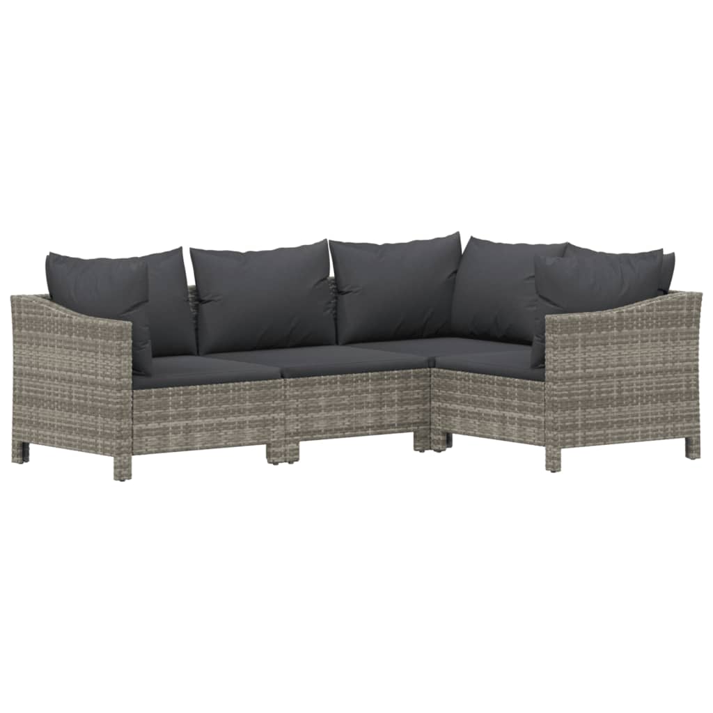 5 Piece Patio Lounge Set With Cushions Gray Poly Rattan