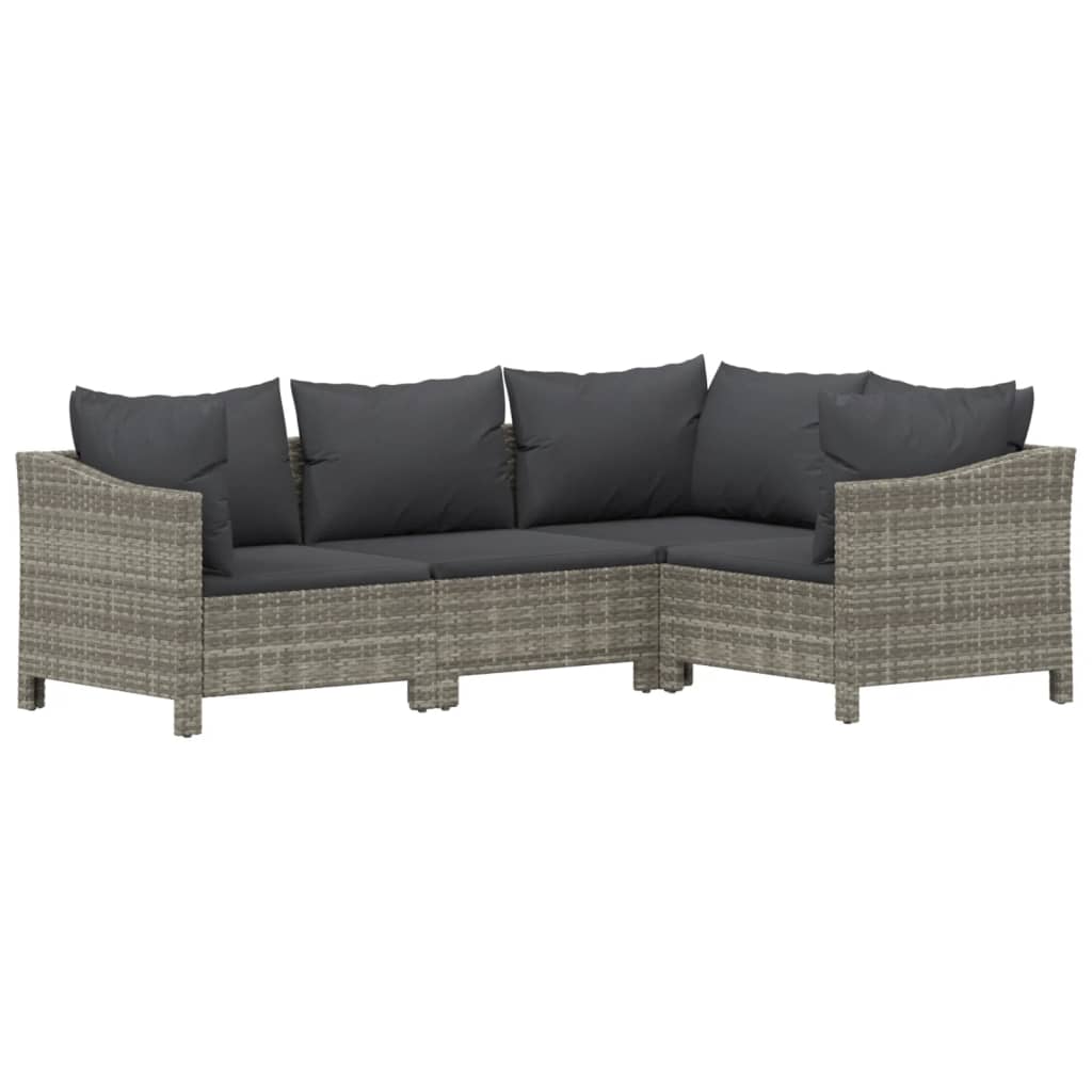 7 Piece Patio Lounge Set With Cushions Gray Poly Rattan