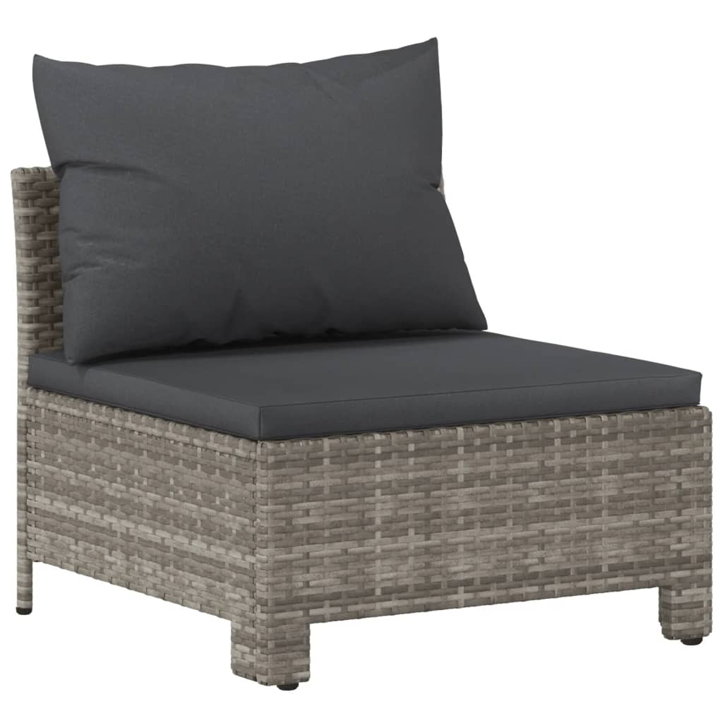 7 Piece Patio Lounge Set With Cushions Gray Poly Rattan