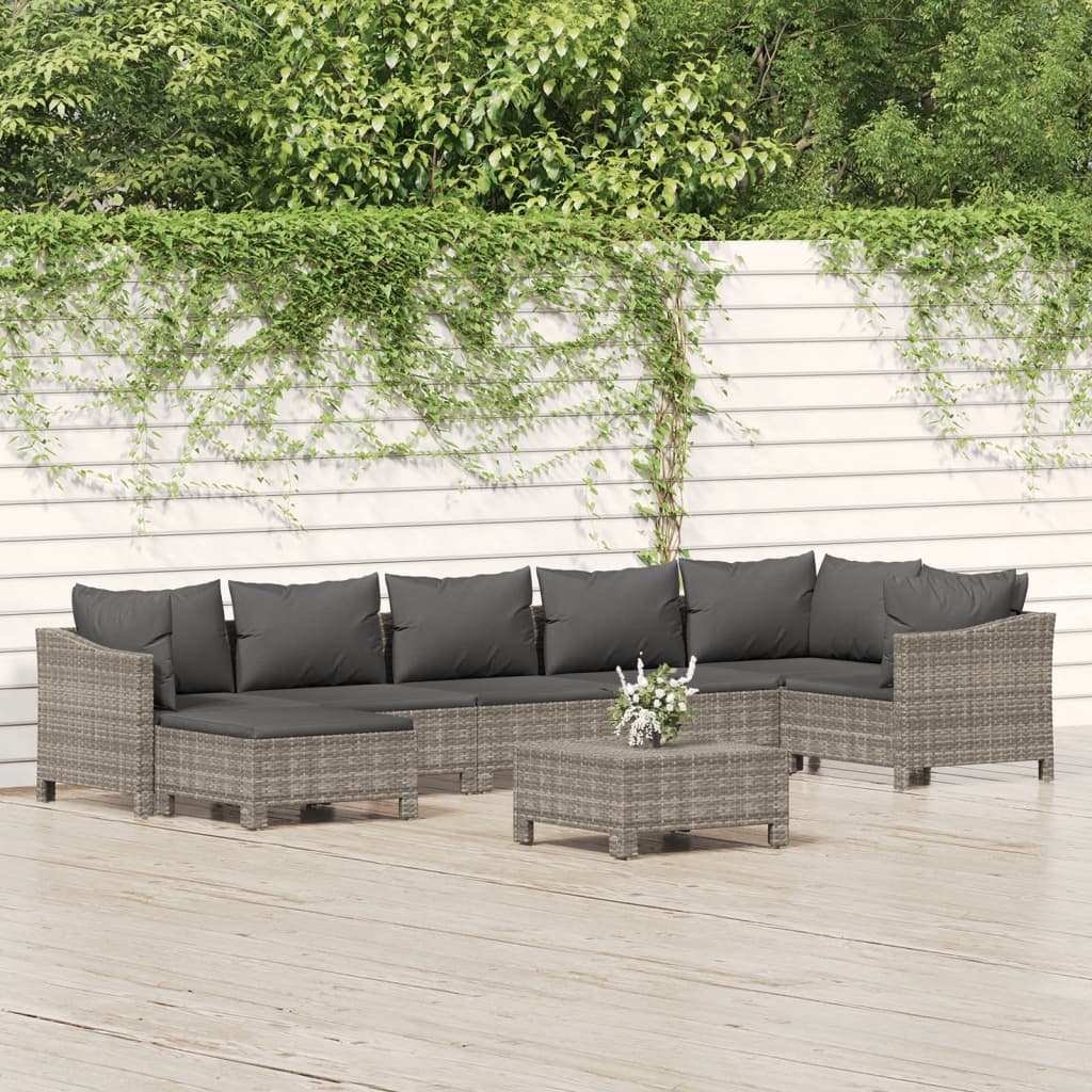 6 Piece Patio Lounge Set With Cushions Gray Poly Rattan