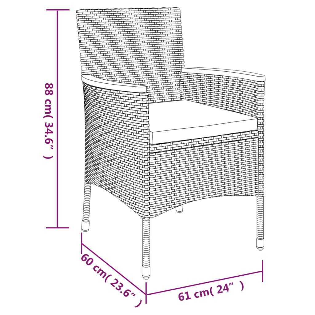 7 Piece Patio Dining Set With Cushions Gray Poly Rattan