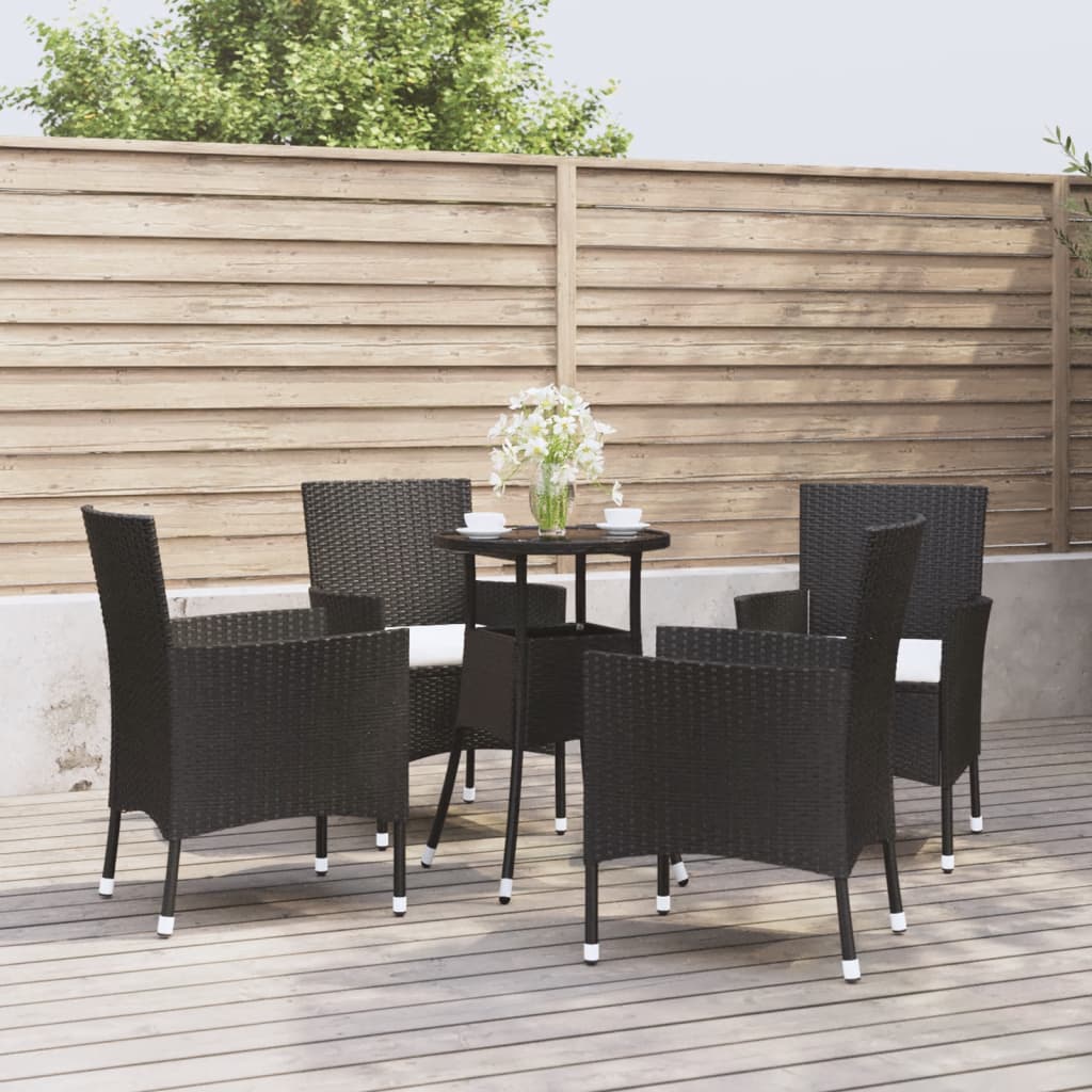 5 Piece Patio Bistro Set With Cushions Gray Poly Rattan