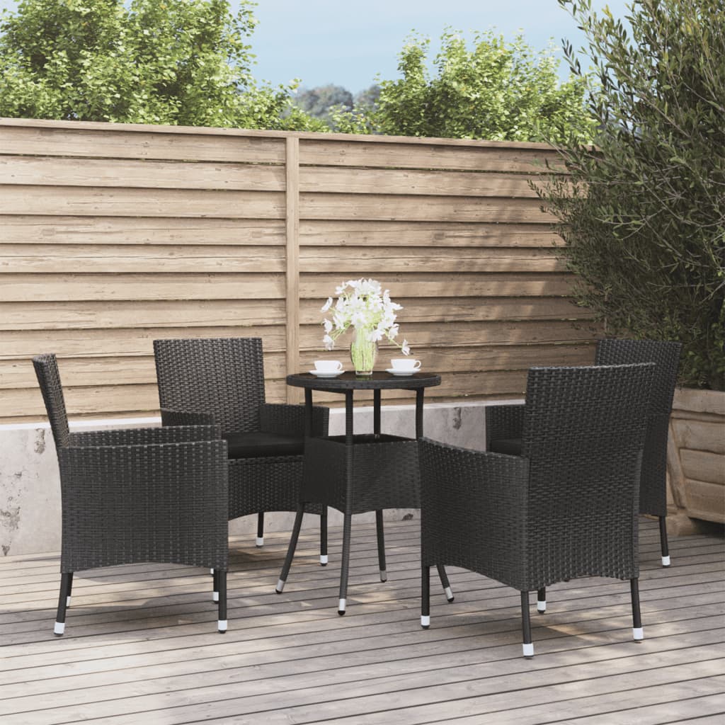 5 Piece Patio Bistro Set With Cushions Gray Poly Rattan