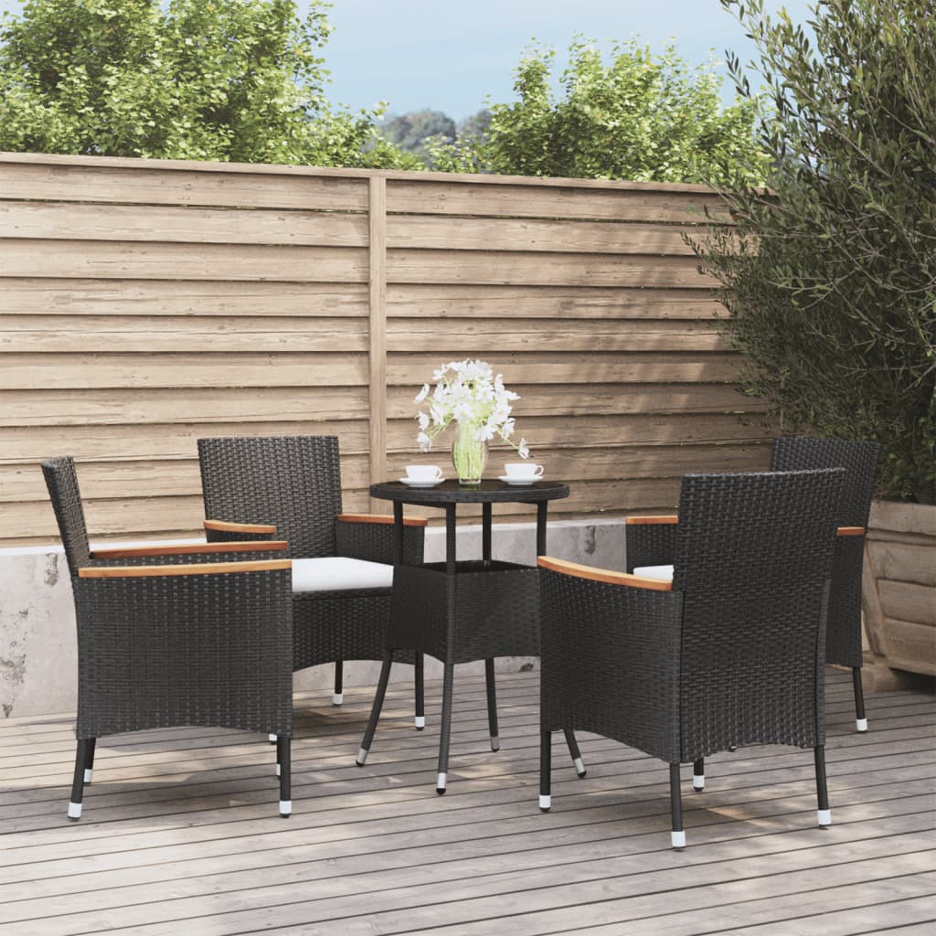 5 Piece Patio Bistro Set With Cushions Gray Poly Rattan