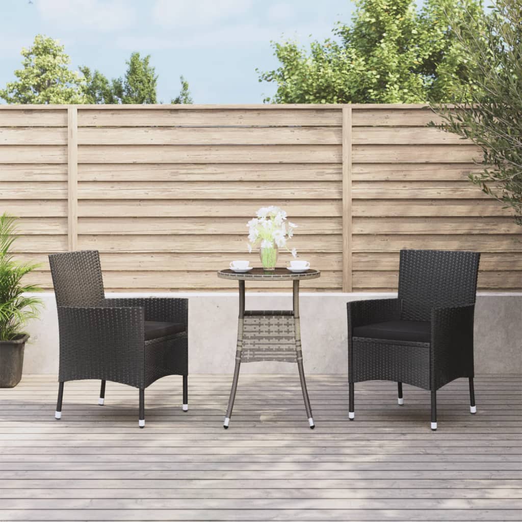 5 Piece Patio Bistro Set With Cushions Gray Poly Rattan