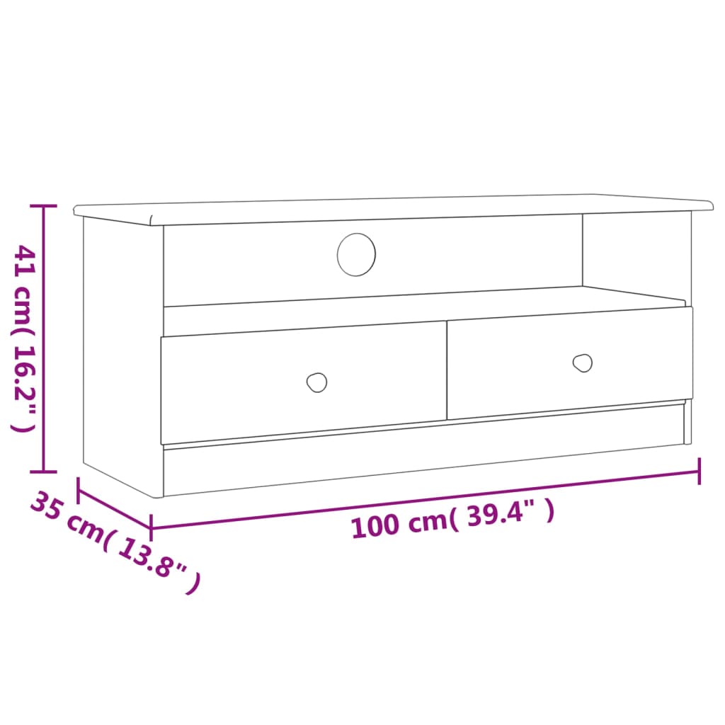 Tv Stand With Drawers Alta 39.4&quot;X13.8&quot;X16.1&quot; Solid Wood Pine