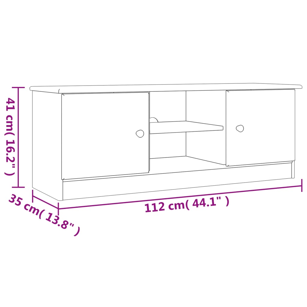 Tv Stand Alta 44.1&quot;X13.8&quot;X16.1&quot; Solid Wood Pine