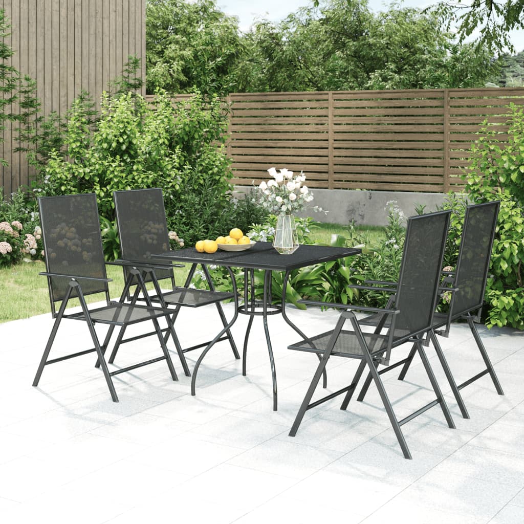 7 Piece Patio Dining Set Anthracite Steel