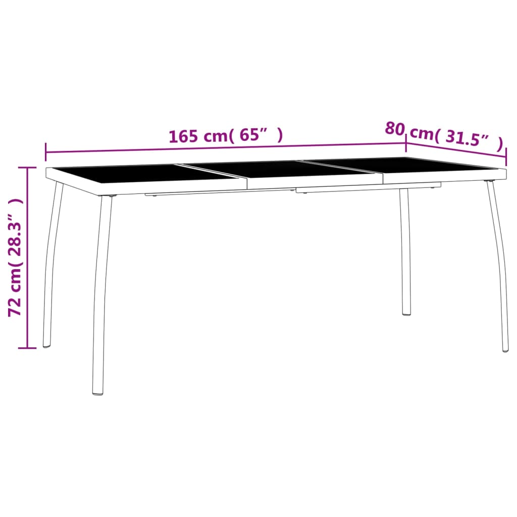 7 Piece Patio Dining Set Anthracite Steel