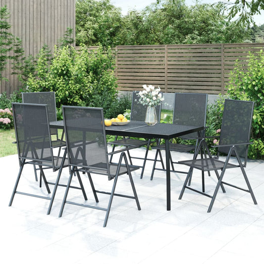 7 Piece Patio Dining Set Anthracite Steel