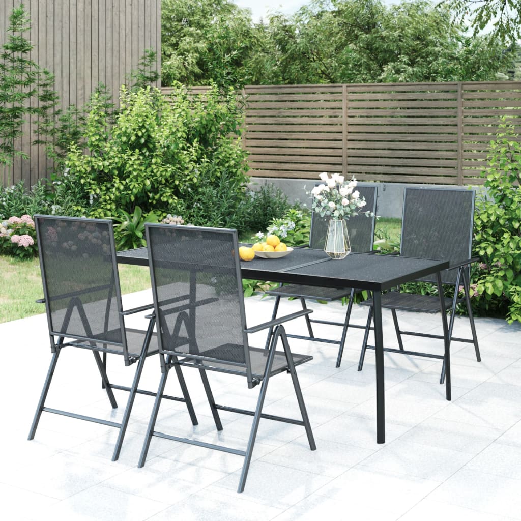 7 Piece Patio Dining Set Anthracite Steel