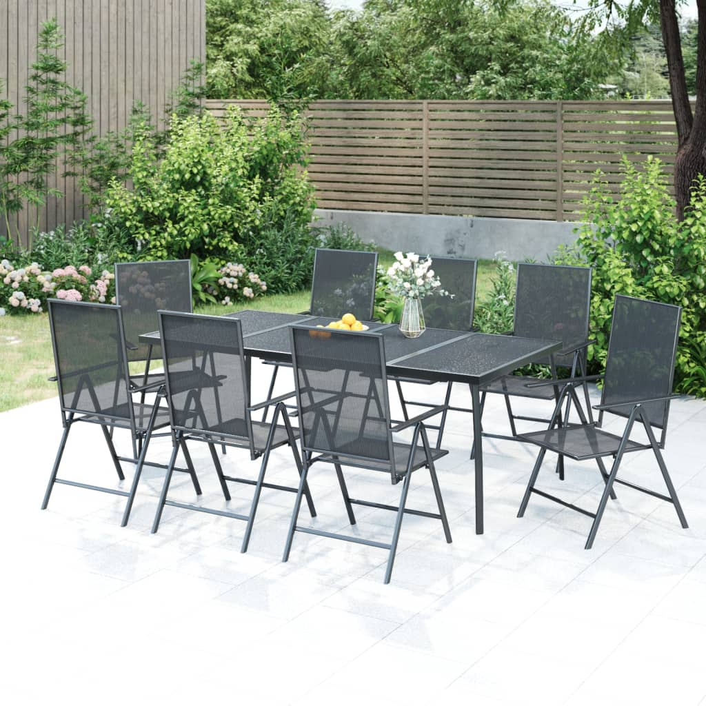 7 Piece Patio Dining Set Anthracite Steel