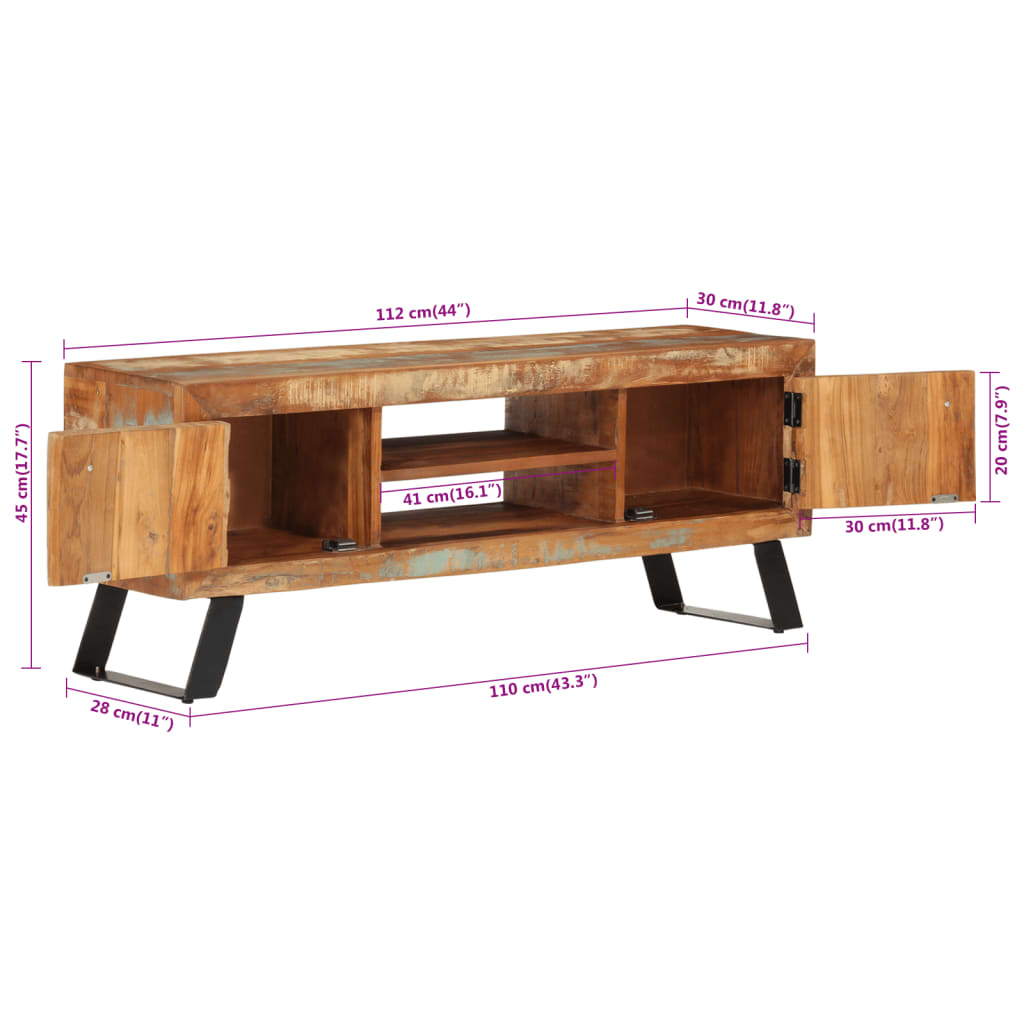 Tv Stand X11.8&quot;X Solid Wood Reclaimed