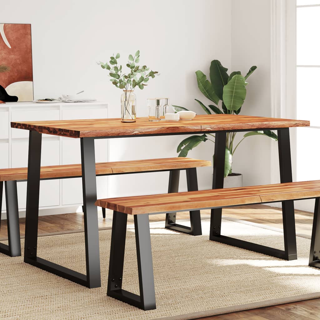 Dining Table With Live Edge Solid Wood Acacia