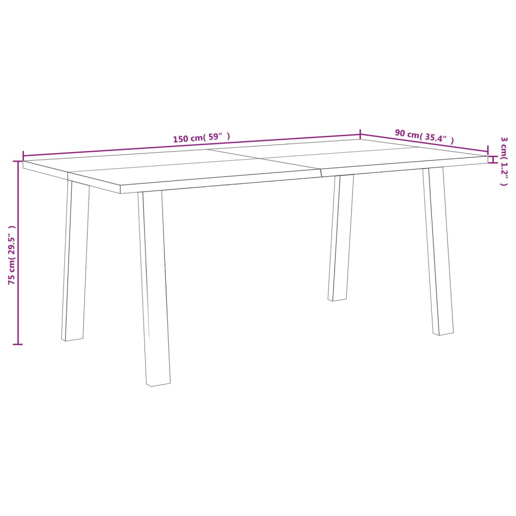 Dining Table X35.4&quot;X29.5&quot; Solid Wood Acacia