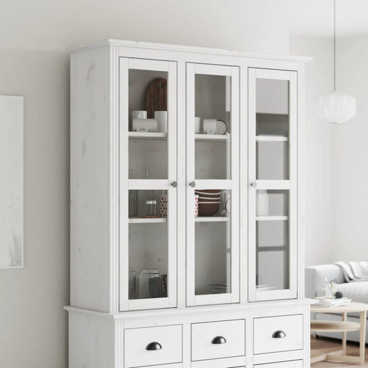 Cabinet With Glass Doors Bodo Solid Wood Pine