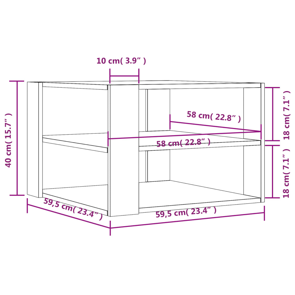 Coffee Table 23.4&quot;X23.4&quot;X15.7&quot; Engineered Wood