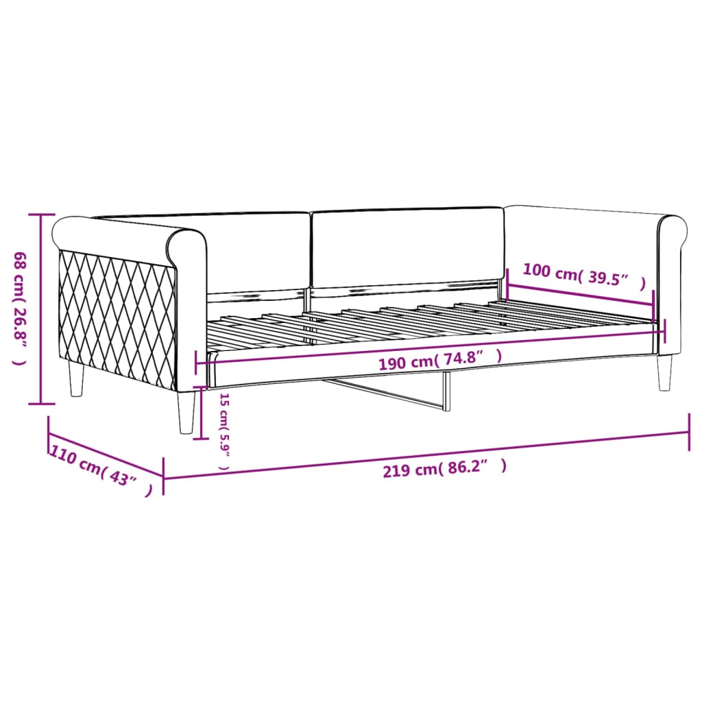 Day Bed 39.4&quot;X74.8&quot; Velvet