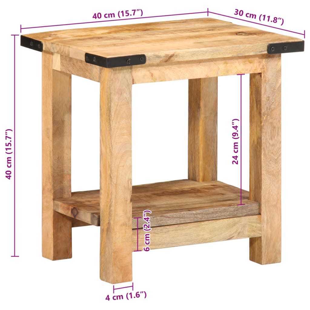 Side Table 15.7&quot;X11.8&quot;X15.7&quot; Solid Rough Wood Mango