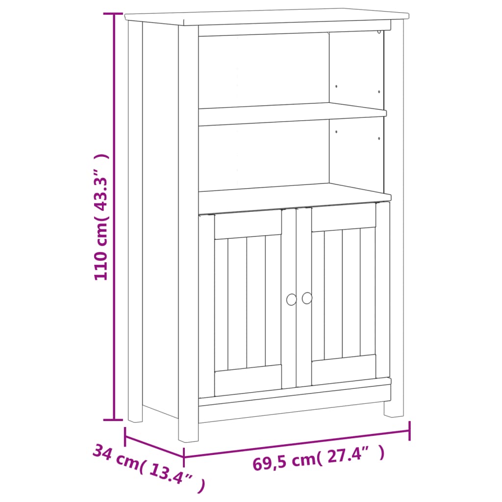 Bathroom Cabinet Berg Solid Wood Pine