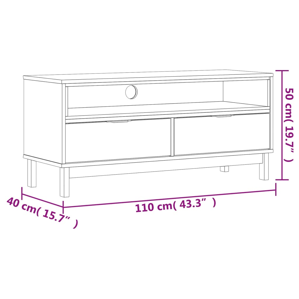 Tv Stand Flam 43.3&quot;X15.7&quot;X19.7&quot; Solid Wood Pine