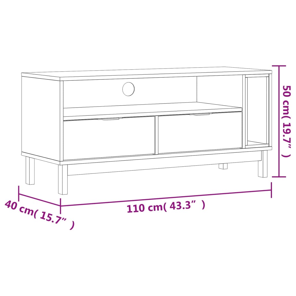 Tv Stand Flam 43.3&quot;X15.7&quot;X19.7&quot; Solid Wood Pine