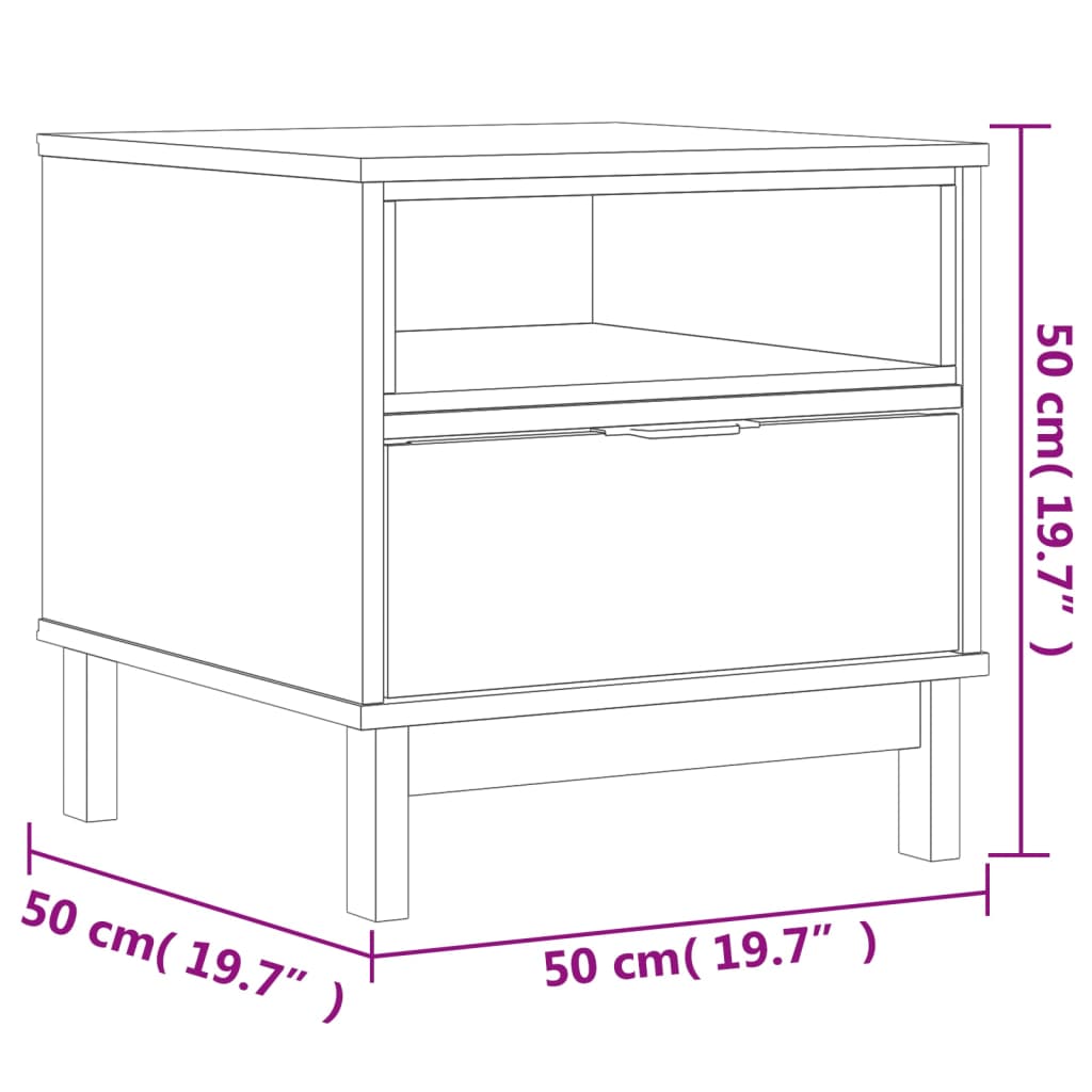 Side Table Flam 19.7&quot;X19.7&quot;X19.7&quot; Solid Wood Pine